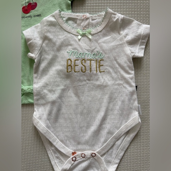 Tahari|Baby girl bundle of two bodysuits,Mama’s Bestie in white & teal•••Boho - Picture 2 of 6